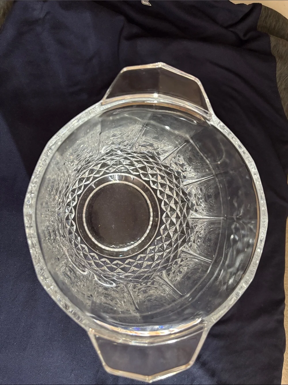 Vintage Clear Crystal Ice Champagne Bucket - Elegant Diamond-Cut Design